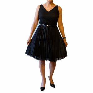 Alfani Black Pleated Fit and Flare Dress
